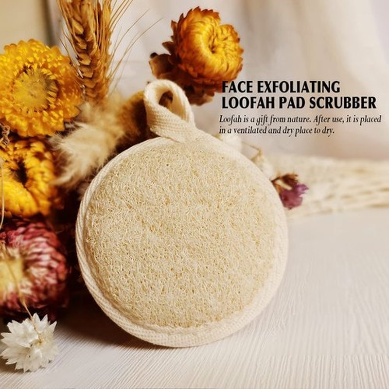 Face Exfoliating Loofah Pad Scrubber, Soft and Easy Foaming Facial Loofah Makeup Remover Sponge（ 4 Pack） Clean Pore and Blackhead Sponge Pad, Brown