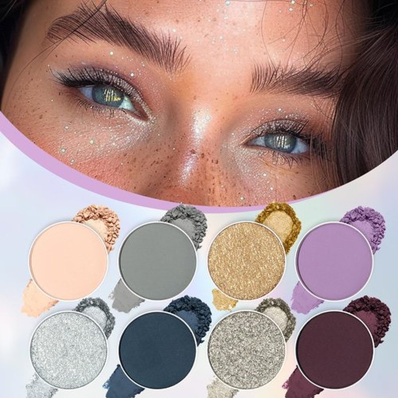 UCANBE Eyeshadow Makeup Palette, 8 Colors Shimmer Matte Glitter Metallic Green Violet Brown Blue Gold Eye Makeup Pallet, High Pigmented Eyes Shadow Travel Make Up Kit for Women & Teen, Beginner & Pros
