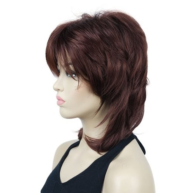 Lydell 16" Long Straight Wigs Soft Shaggy Layered Wigs Classic Cap Full Synthetic Hairpieces (33A Dark Auburn)