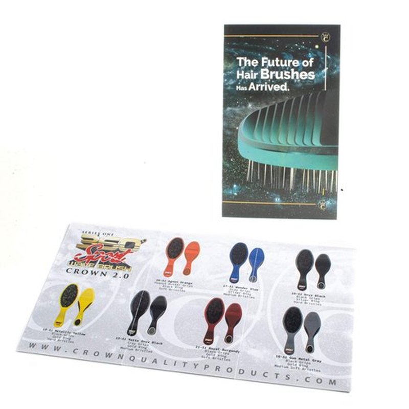Crown Quality Products MEDIUM Mixed Boar Bristle 360 Sport Wave Brush (Black) Crown 2.0 Hairbrush - The Ultimate 360 Wave Brush