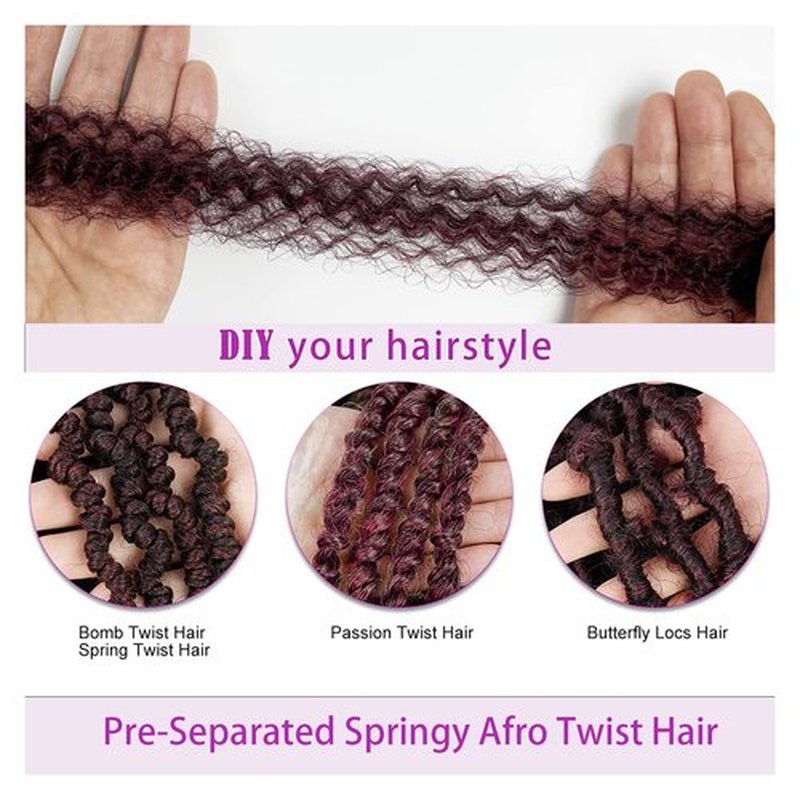 Marley Twist Braiding Hair 16 Inch Pre-Separated Springy Afro Twist Hair 8 packs Wrapping Hair for Soft Locs Afro Twist Crochet Hair Braids Spring Twist for Black Women(16 Inch, T1B/BUG#)
