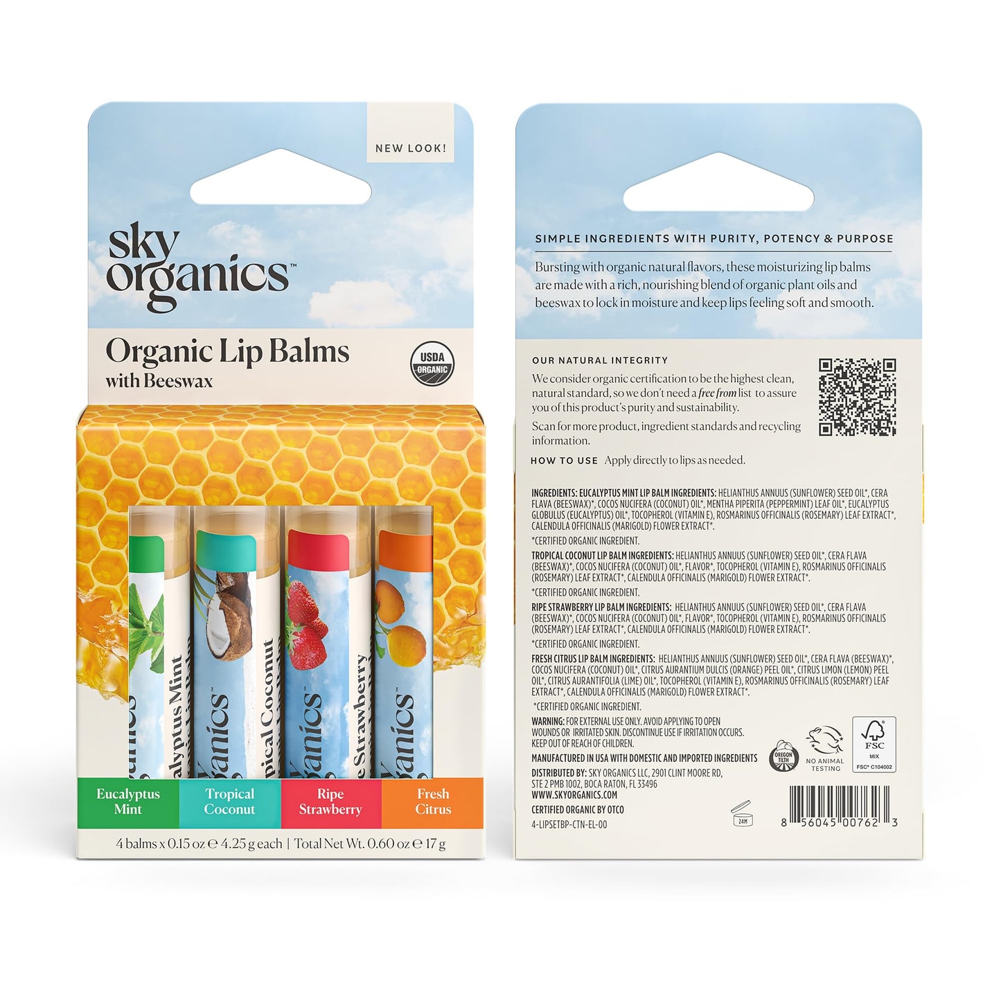 Sky Organics Raisin Tinted Lip Balm for Lips to Moisturize, Soften & Add A Wash of Color, 4pk.