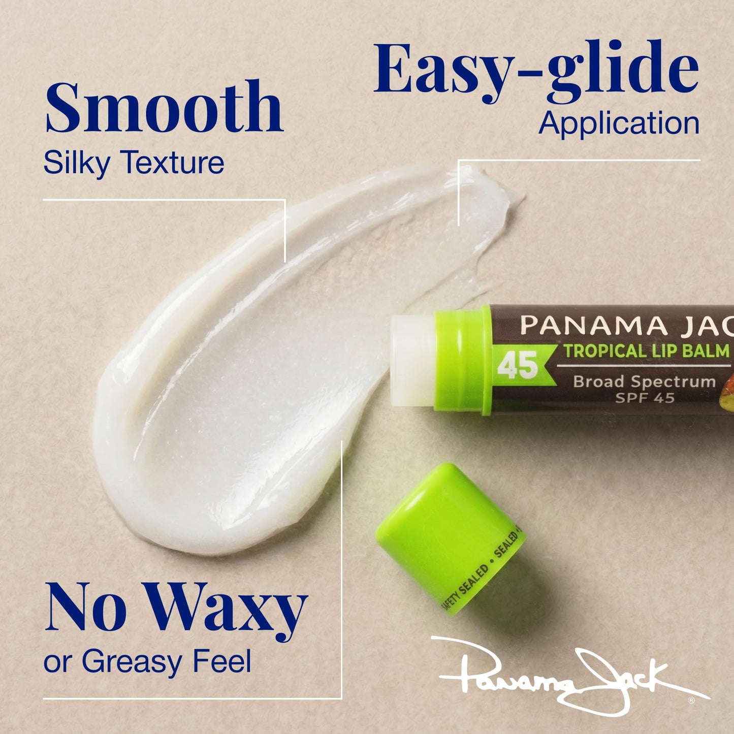 Panama Jack Sunscreen Lip Balm - SPF 45, Broad Spectrum UVA-UVB Sunscreen Protection, Prevents & Soothes Dry, Chapped Lips, Tropical, 2-pack