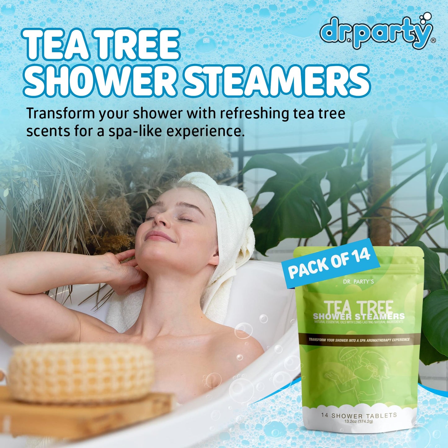 Shower Steamer - 5 Different scents - 14 Tablets per Package (Tea Tree)