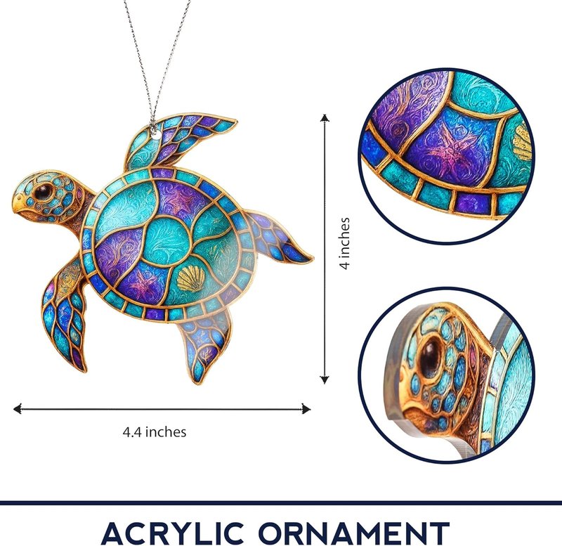 Sea Turtle Christmas Ornaments | Unique Suncatcher Gift for Sea Lovers - Perfect for Women & Moms