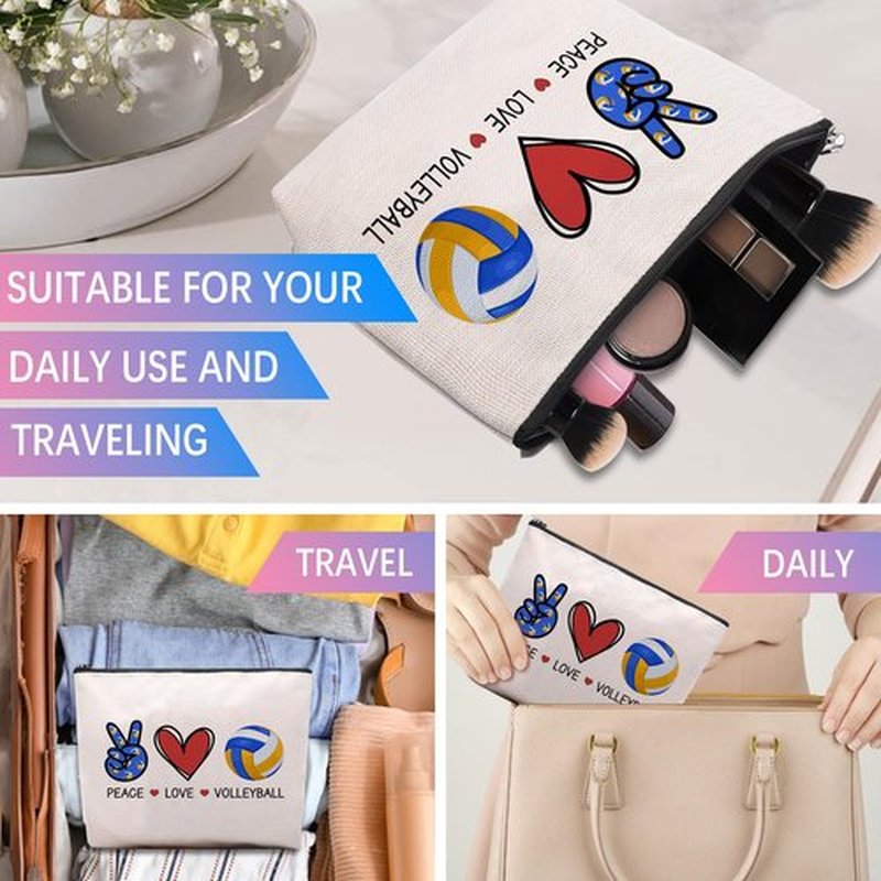 CEASQVAA Volleyball Inspirational Gifts for Women, Volleyball Stuff Gifts Makeup Cosmetic Bag for Women Volleyball Players Teams, Birthday Gifts for Her Travel Makeup Pouch