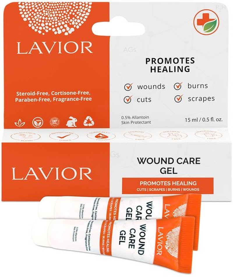 Hydrogel Wound Care Scar Gel - Fast Healing Ointment, Support Skin Repair - Clinically Tested, Hypoallergenic, Paraben & Steroid-Free. Podiatrist's Choice. Made in USA, by LAVIOR (2 Pack)