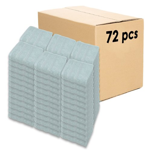 Kaufman - Premium Washcloth Set of 72 (13x13 Inches) 100% Cotton Ring Spun, Highly Absorbent, Durable and Ultra Soft Feel Wash Cloths Essential for Bathroom, Spa, Gym, and Face Towel (72PK)