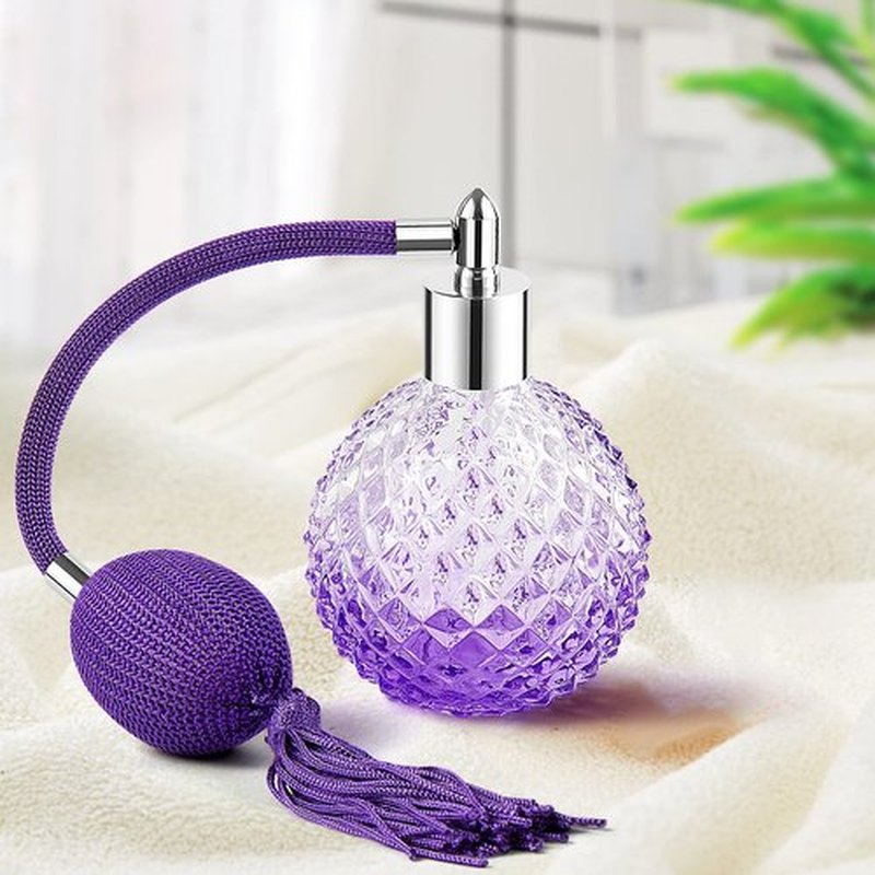 Lamoutor Vintage Perfume Spray Bottle 100ml Vintage Refillable Perfume Bottle with Long Tassel Purple