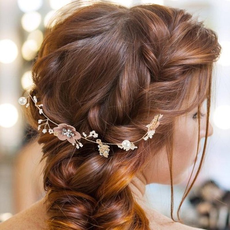 Pearl and Flower Headpiece - Bridal Hair Accessories with Headband for Weddings