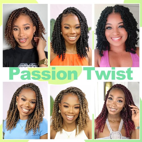 Passion Twist Crochet Hair 8Inch Passion Twist Hair 8 Packs Pre-Twisted Short Passion Twist Crochet Hair for Black Women Soft Passion Twist Curly Crochet Hair T27