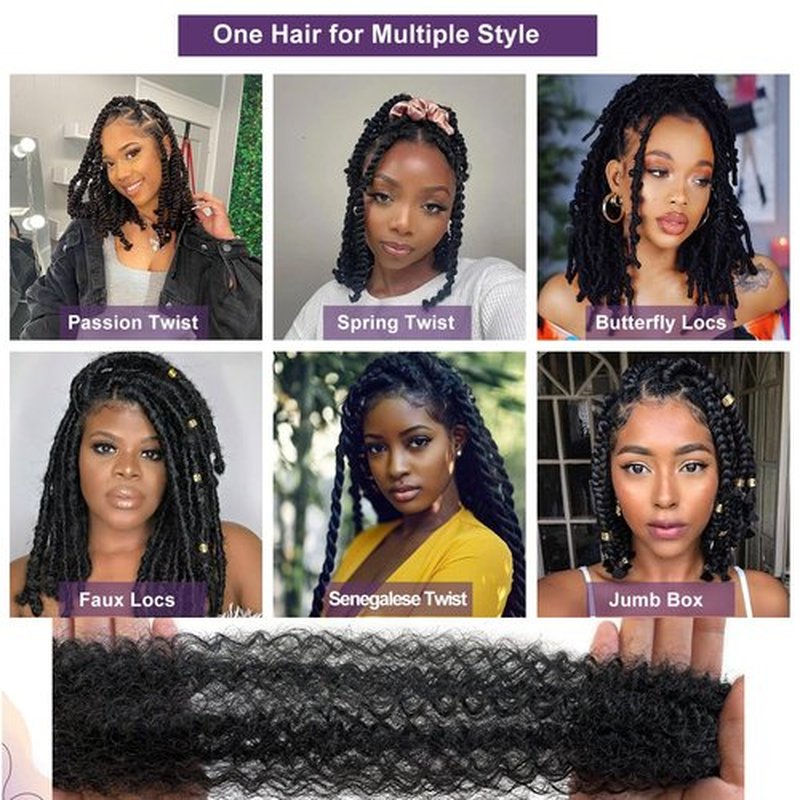 Sunsmilely Springy Afro Twist Hair 12 Inch 1B Afro Twist Hair 8 Packs Marley Twist Braiding Hair Pre-fluffed Spring Twist Hair Natural Black Kinky Twist Hair Synthetic Kinky Braiding Hair Extensions