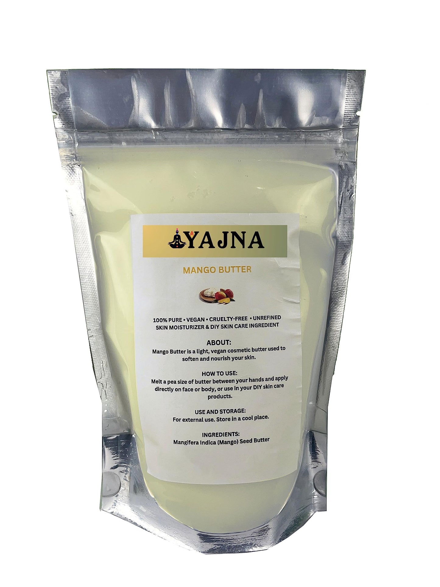 Yajna Organic Raw Mango Butter 100% Pure,Natural & Unrefined| Skin Moisturizer For Face, Body & Hair| 4 OZ/115 GM Ivory/White Grade A | DIY Creams, Balms, Lotions, Soaps| Softens Dry & Tough Skin