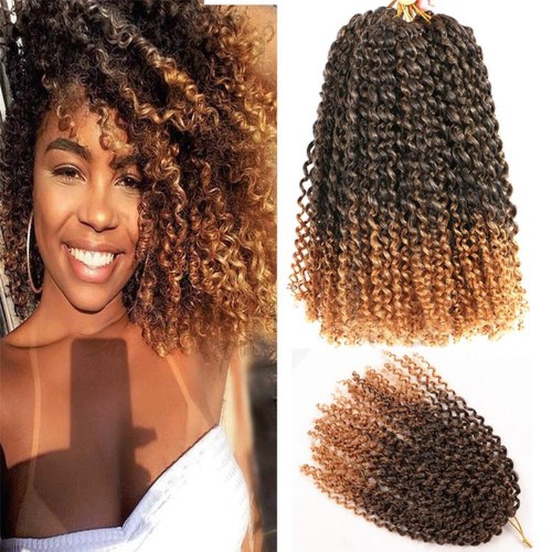 12 Inch Short Passion Twist Hair 8 Bundles Marlybob Crochet Hair Kinky Curly Crochet Hair for Black Women Water Wave Crochet Hair for Kids (8Bundles12 Inch, 1B/27#)