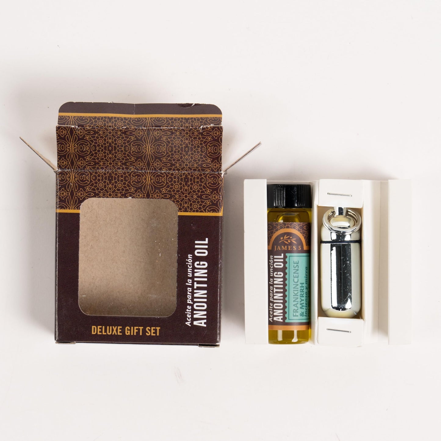 Broadman Church Supplies Anointing Oil & Holder Gift Set, with Key Ring and Eyedropper - Silver