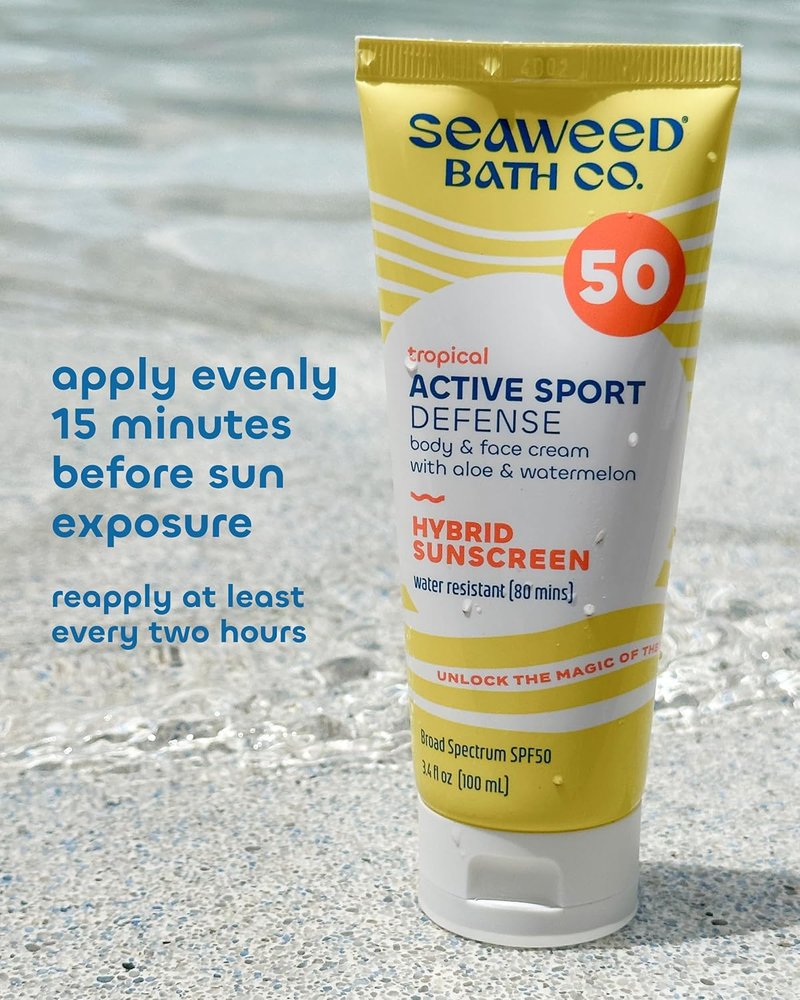 Active Sport Defense Cream SPF 50 - Broad Spectrum Sunscreen with Zinc Oxide & Aloe | Water Resistant Face & Body Sunblock, 3.4 oz (Pack of 2)