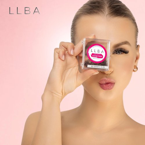 LLBA Promade Fans | Handmade Volume Eyelashes | Multi Selections From 3D To 16D | C CC D DD L M Curl | Thickness 0.03 ~ 0.1 mm | 8 - 20mm Length | Long Lasting | Easy Application (4D-0.07 D 8 mm)