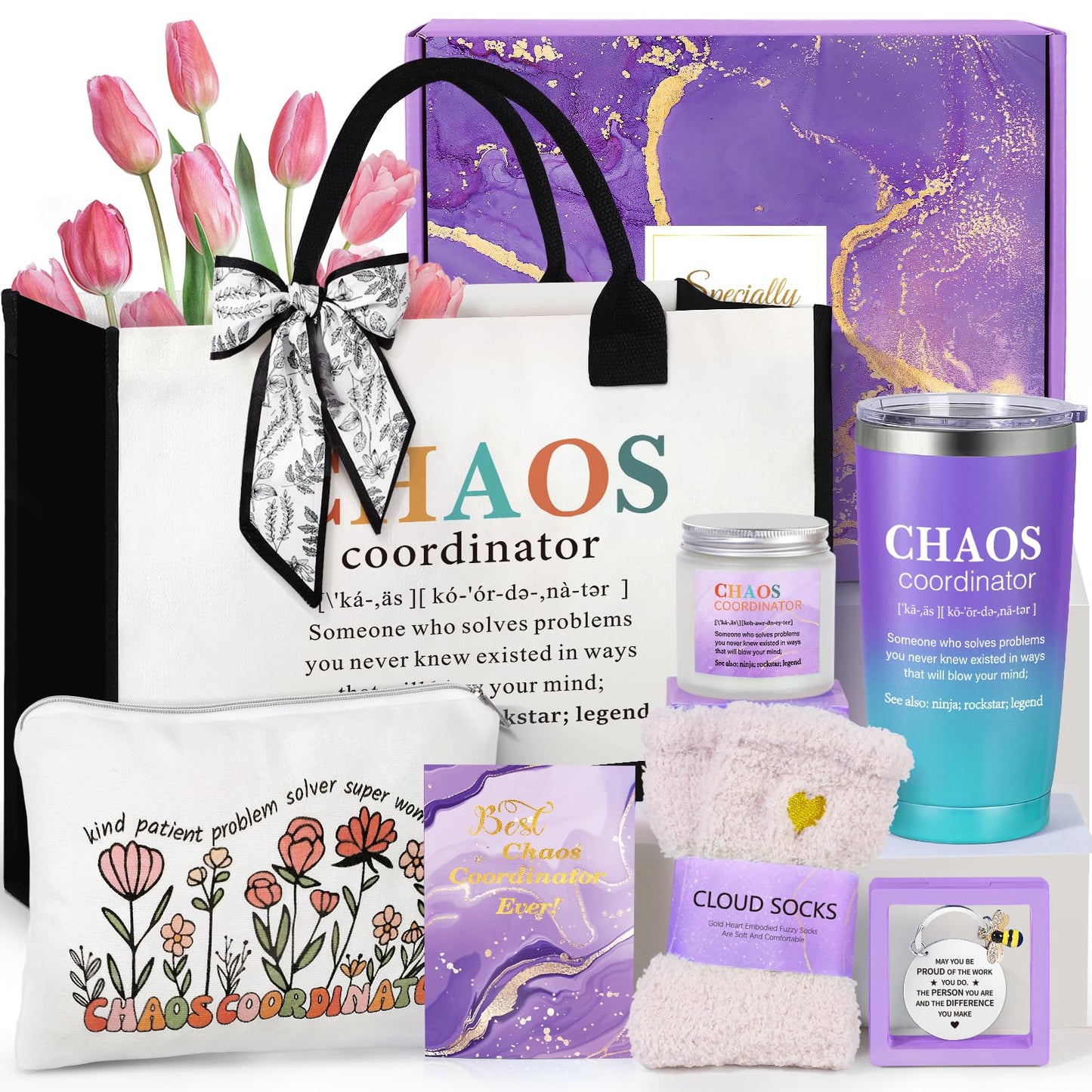 Inspirational Gifts for Women, Motivational Gift Encouragement Gifts Cheer Up Christmas Birthday Gift with Positive Affirmations Little Reminders Tote Bag for Her Sister Best Friend Coworker Purple