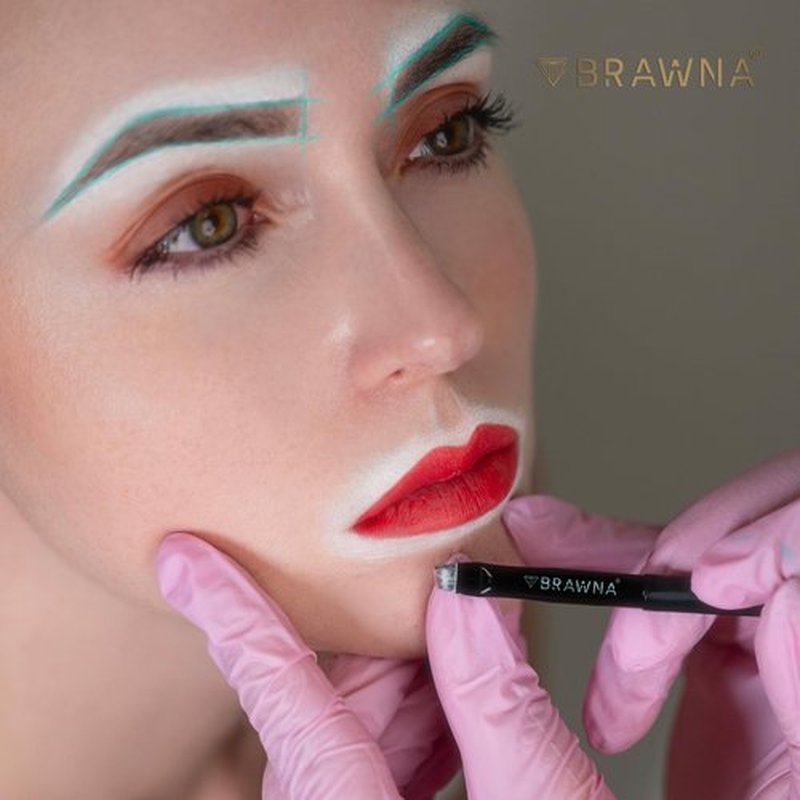 Brawna Pro Contour White Mapping Paste for Brow and Lip Measuring - White Concealer for PMU, Eyebrow Henna, Lamination, Tint