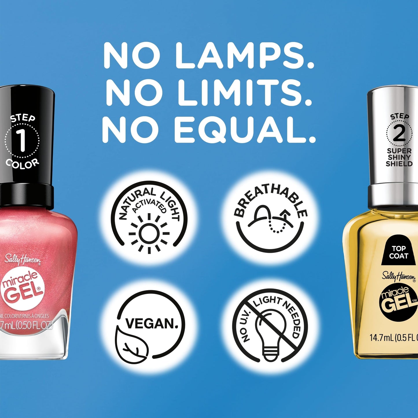 Sally Hansen Miracle Gel Supercharged Pinks Nail Polish | Salon Quality Gel-Like Formula, Two-Step System, No UV Light Needed, Long Lasting | 254 Go Hard or Glow Home | Rosey Pearl Nail Color