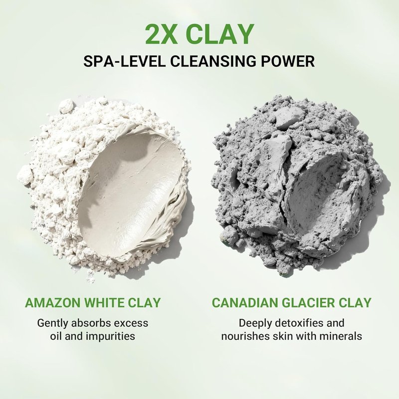 Acid Clay Mask - Deep Cleansing Facial Skincare with Amazonian White & Glacier Clay | Pore Minimizing, Oil Control, 3.53 oz