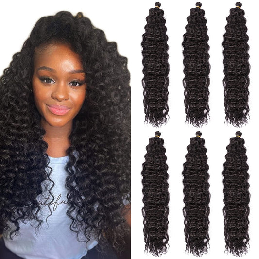 MAYSA Ocean Wave Crochet Hair 22inch Curly Crochet Hair Extensions 6Packs Soft Synthetic Wavy Crochet Hair Extensions for Women #2 Dark Brown