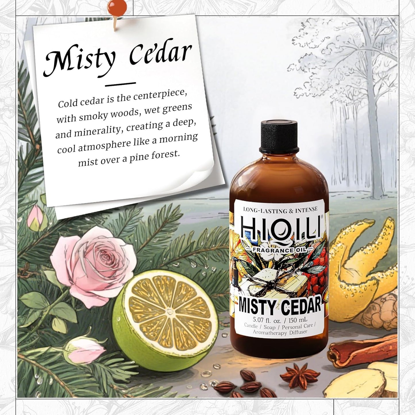 Misty Cedar Fragrance Oil - Premium Scent for Candle & Soap Making | 5.07 Fl Oz