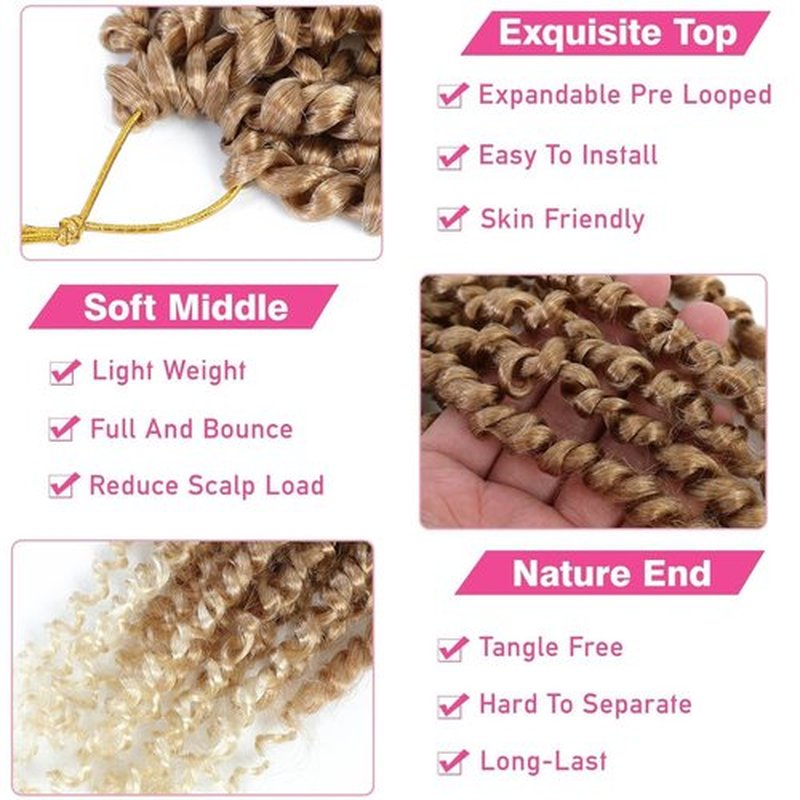 9 Packs Passion Twist Crochet Hair 12 Inch Pre-twisted Passion Twist Hair Pre Looped Crochet Braids Hair for Women Girls(12Inch,27/613)