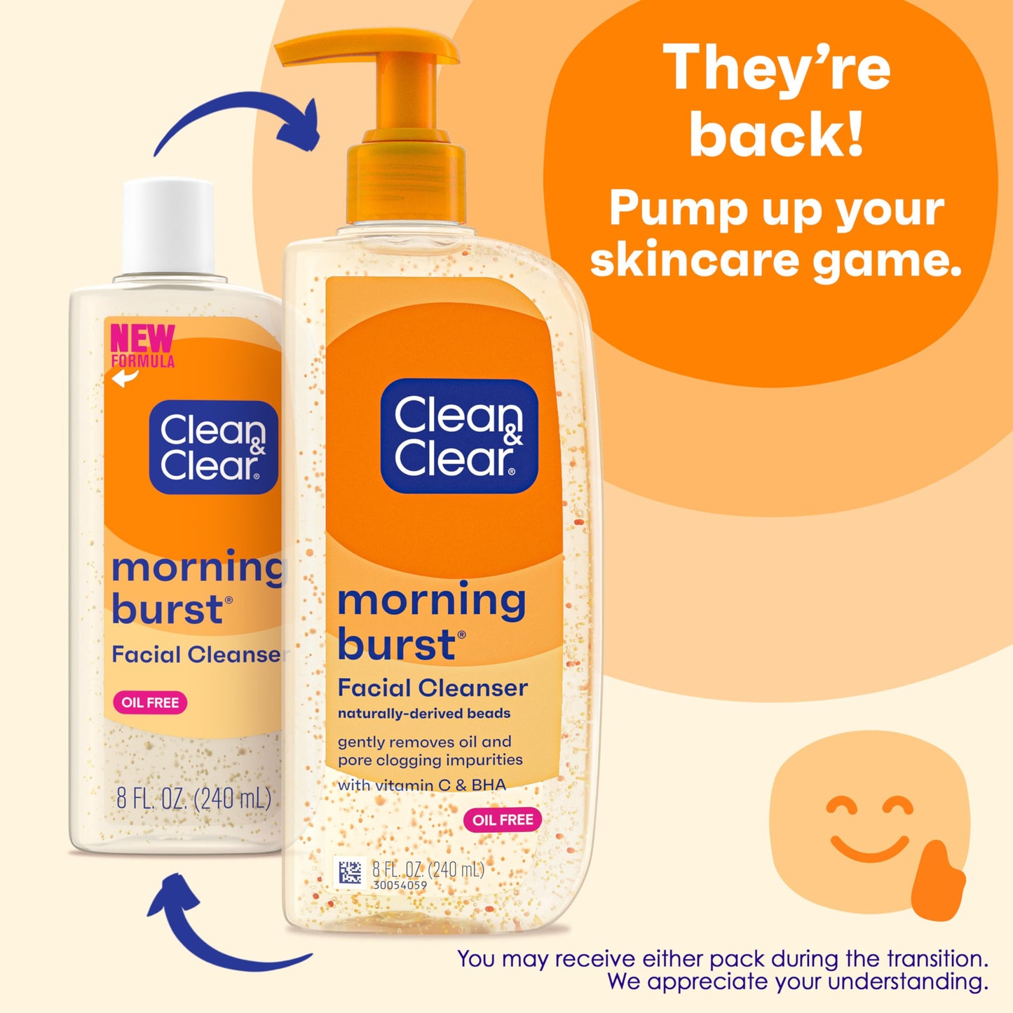 Clean & Clear Morning Burst Oil-Free Facial Cleanser with Brightening Vitamin C, Ginseng, and Gentle Daily Brightening Face Wash for All Skin Types, Hypoallergenic, 8 oz (Pack of 3)