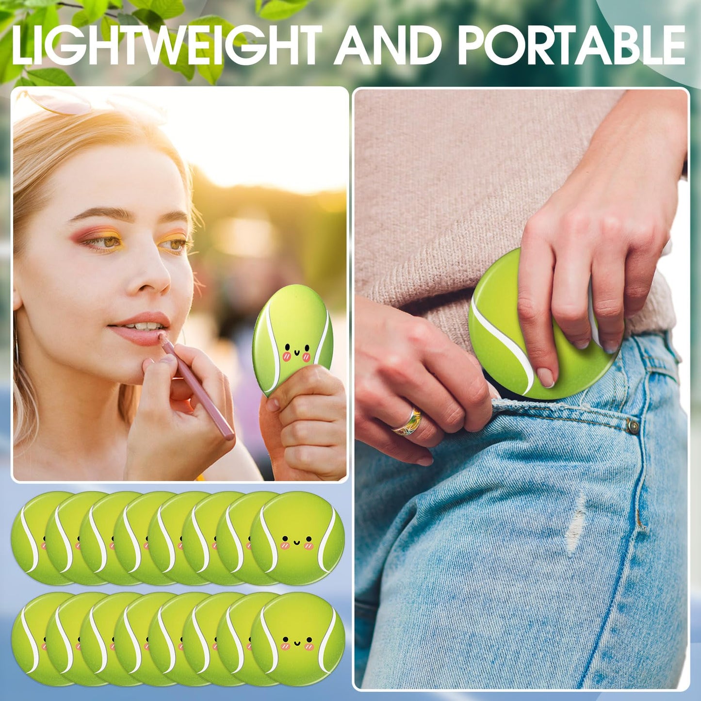 CroBlissful 18 Pcs Mini Compact Mirror Gifts for Women 2.76 Inches Pocket Purse Mirror Inspirational Gifts for Sports Lovers Team Accessories Supplies(Cute)