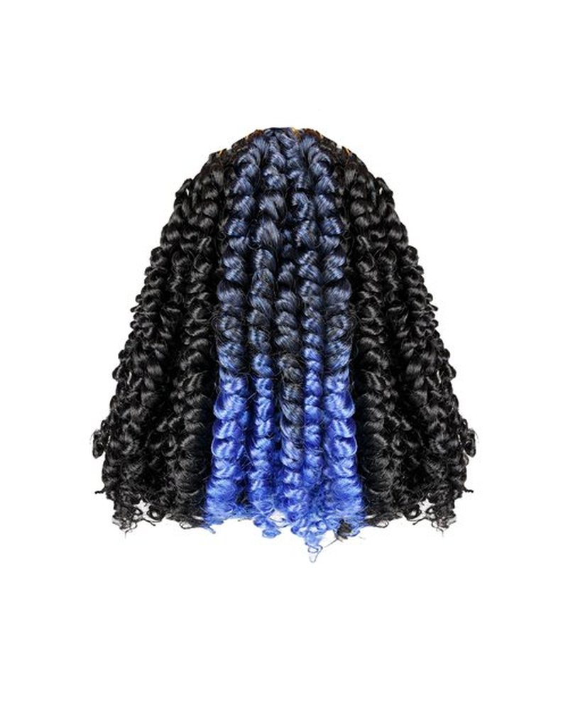 hahoness 6 Inches 9 Packs Passion Twist Crochet Hair-Mixed Color Combo Pack(7 packs 1B+2 packs T1B/Blue),Pre-twisted Pre Looped Synthetic Hair Extensions For Black Women and Kids(6/-9 Packs,1B+TBlue)
