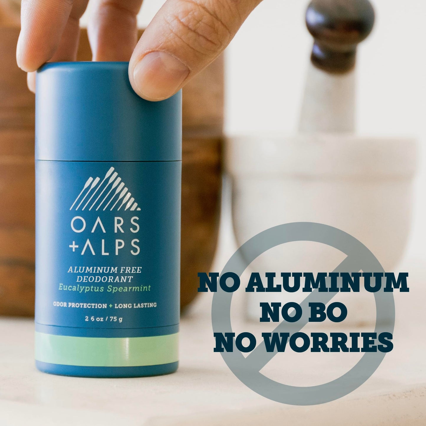 Oars + Alps Aluminum Free Deodorant for Men | Long Lasting Odor Protection, Clear & Free of White Residue, Anti-Chafing Smooth Glide, Dermatologist Tested, Eucalyptus Spearmint, 1pk, 2.6oz