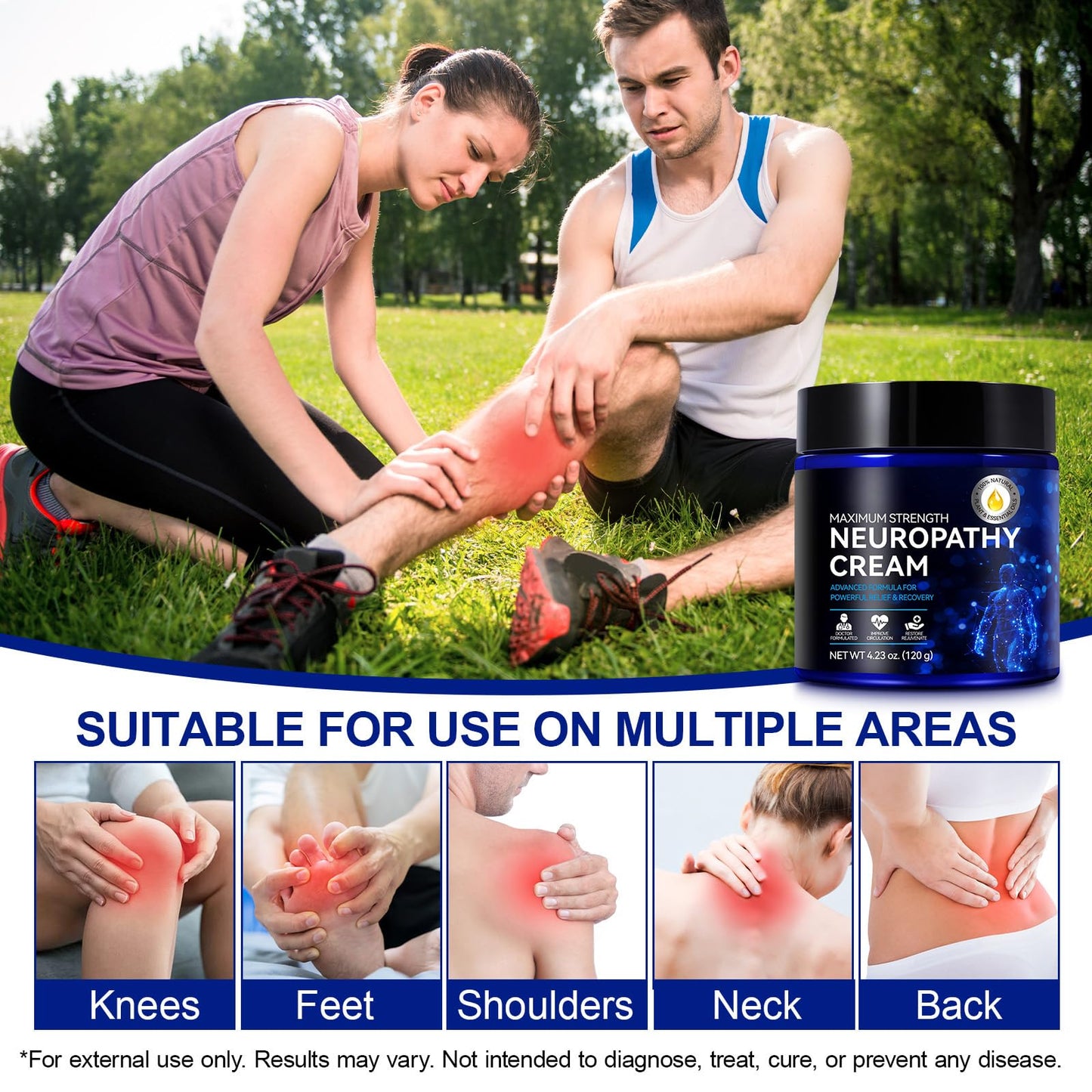 Neuropathy Cream for Feet, Legs & Hands – Lightweight, Plant-Based Formula with Cooling Comfort, 4 oz