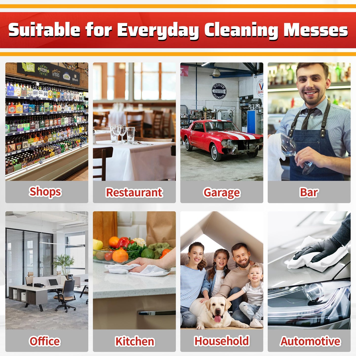 HOMERHYME White Microfiber Cleaning Cloth, 150 Pack Shop Towels All-Purpose Cleaning Rags, Bulk Lint-Free Washcloth Reusable Microfiber Towels for Cars Mechanic Garage & Housekeeping 11.5"*11.5"