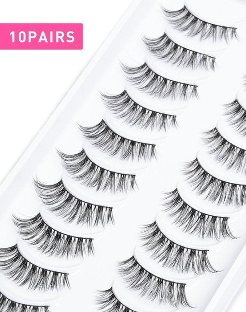 Cat Eye Lashes Natural Look Short Wispy Faux Mink Eyelashes Jiocolor Soft Thin Band False Eyelashes 14 mm False Lashes 10 Pairs D6