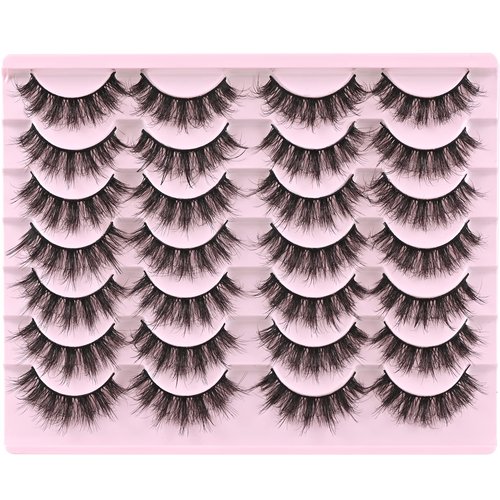 FARRED Mink Lashes Fluffy Eyelashes Natural Look Short Wispy Eye lash Natural False Eyelash 14 Pairs Faux Mink Strip Lashes Pack for Daily Makeup (F6 | 11-17mm)