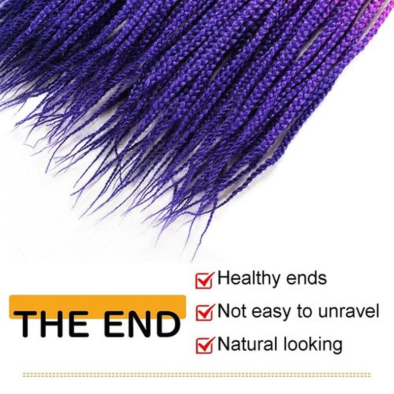 7 Packs Goddess Box Braids Crochet Hair 14 Inch Ombre Prelooped Crochet Box Braids Crochet Hair for Black Women Braiding Hair (14 Inch 7 Pack, 1B/Purple/Blue)