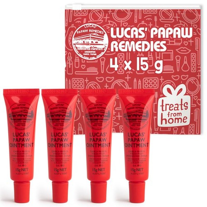 Lucas Pawpaw Ointment 4 x 15g Pawpaw Balm for Lips & Dry Skin - Unique All Skin Types, All Gender- Any Season Gift Pack | Imported Directly From Australia