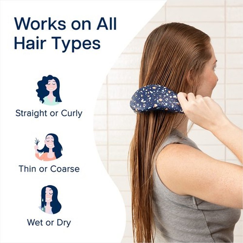 Crave Naturals Glide Thru Detangling Hair Brushes for Women - Detangler Hair Brush for Curly or Straight, Wet or Dry Hair - Gentle on Tangles Hair Comb - 7.5x3-Inch, Turquoise and Terrazzo (Pack of 2)