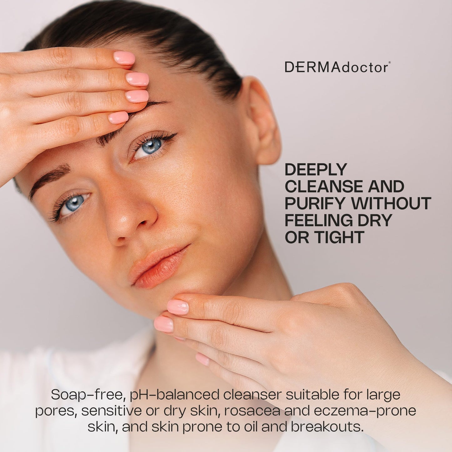 DERMAdoctor Gentle Face Wash for Sensitive Skin, Face Wash for Rosacea Sensitive Skin, Pregnancy Safe Facewash for Acne Prone Skins, Hypoallergenic, Non Comedogenic Facial Cleanser, Dermatologist Made