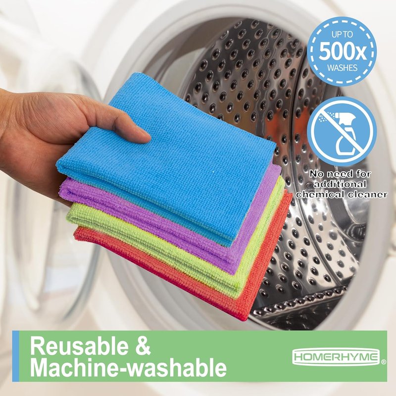 Microfiber Cleaning Cloths - 12 Pack Lint-Free Reusable Towels | 12" x 11" for Home & Kitchen Cleaning