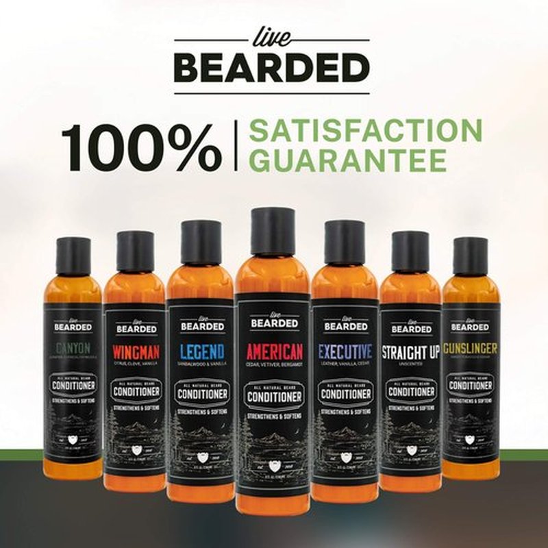 Live Bearded: Beard Conditioner - Canyon - Facial Hair Conditioner - 8 oz. - Strengthens and Softens - All-Natural Ingredients with Biotin, Coconut Oil, Argan Oil, and Caffeine - Made in the USA