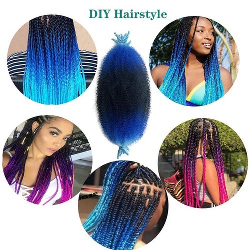Afro Twist Hair 16 Inch Wrapping Hair for Soft Locs, Cuban Twist Hair 8 Packs Ombre Blue Marley Twist Braiding Hair Afro Twist Hair for Women, Kinky Twist Hair for Braiding (8Packs, Ombre Blue)