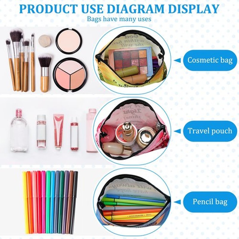 Chunful 12 Pcs Inspirational Christian Bags Bulk for Women Bible Verse Cosmetic Bag Pencil Pouch Gift Zippered Flower Organizer for Student Office Journaling Supplies, 7.48 x 4.72 Inch(Landscape)