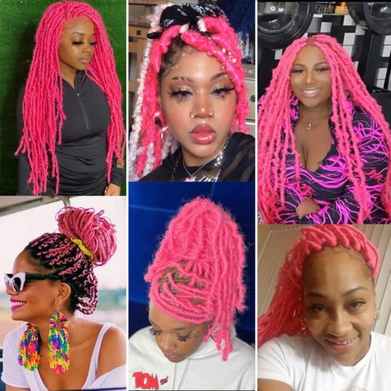 KYNLEY 12 Inch Pink Spring Twist Hair 2 Packs Springy Afro Twist Hair Pre-Separated Kinky Marley Twist Braiding Hair Wrapping Hair for Soft Locs (Pink Marley Hair)