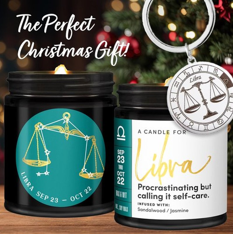 WAX & WIT Libra Gifts for Women, Zodiac Gifts for Women, Astrology Gifts, Zodiac Candles, Libra Candle, September Birthday Gifts for Women, October Birthday Gifts for Women, Astrology Candle - 9oz