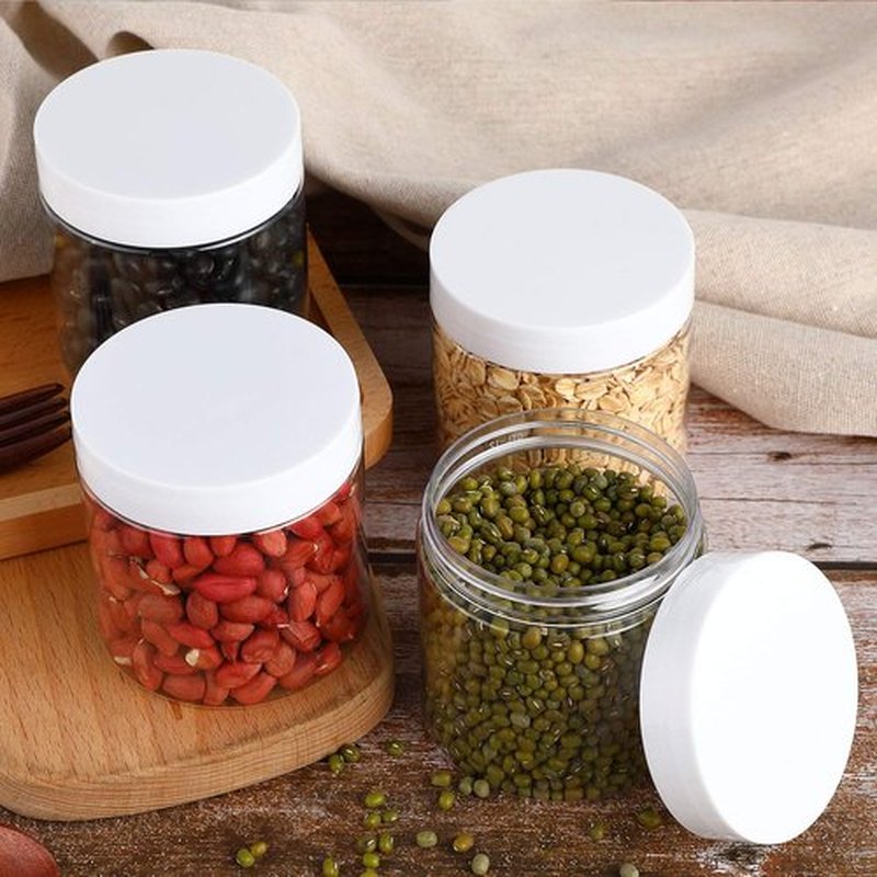 Patelai 4 Pieces Round Clear Wide-mouth Leak Proof Plastic Container Jars with Lids for Travel Storage Makeup Beauty Products Face Creams Oils Salves Ointments DIY Making or Others (White,8 Ounce)