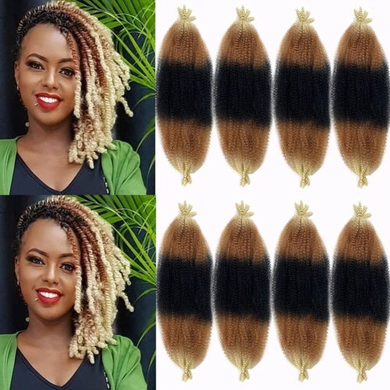 Paraglame Marley Hair 16 Inch Springy Afro Twist Hair 3 Tones Ombre Marley Twist Braiding Hair, Wrapping Hair for Soft Locs Synthetic Crochet Braids Hair Extension for Black Women(1B/27/613)