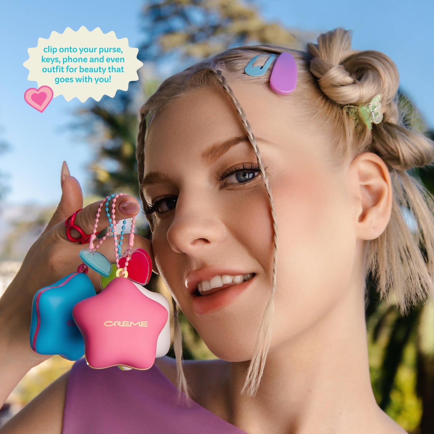 The Crème Shop Plush Pout Lip Butter Lip Balm Key Chain Charm | Korean Formula with Peptides and Squalane to Instantly Hydrate, Nourish, Moisturize, and Soften Dry Lips- Vanilla