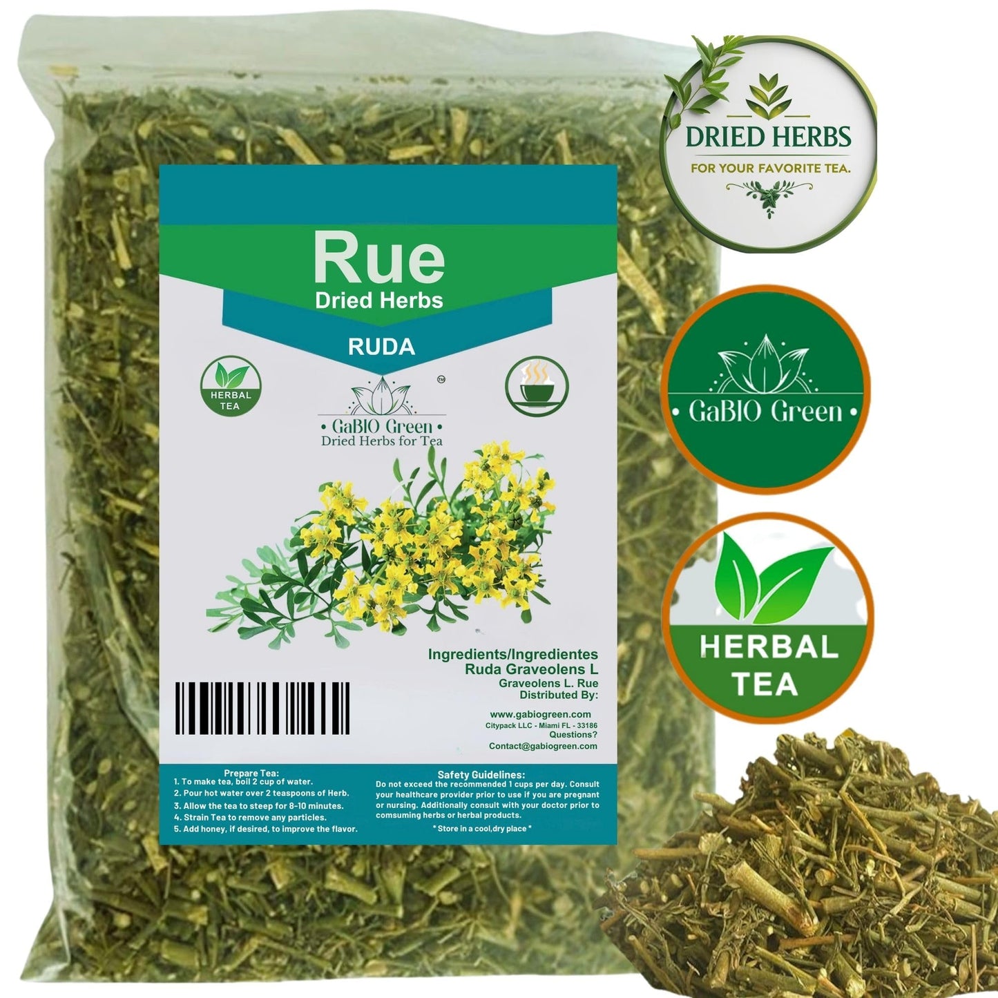 RUE Dried Herbs Ruda Seca, Ruda Graveolens, rue leaves and branches Dried Rue Leaves (Ruta graveolens) | Raw Herbal Ingredient (2 Ounce)